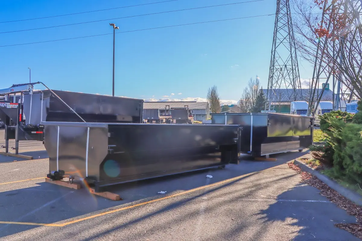 Roll-off dumpster ready for waste disposal at job site for 6 Yard Dumpster Rental in Ben Lomond